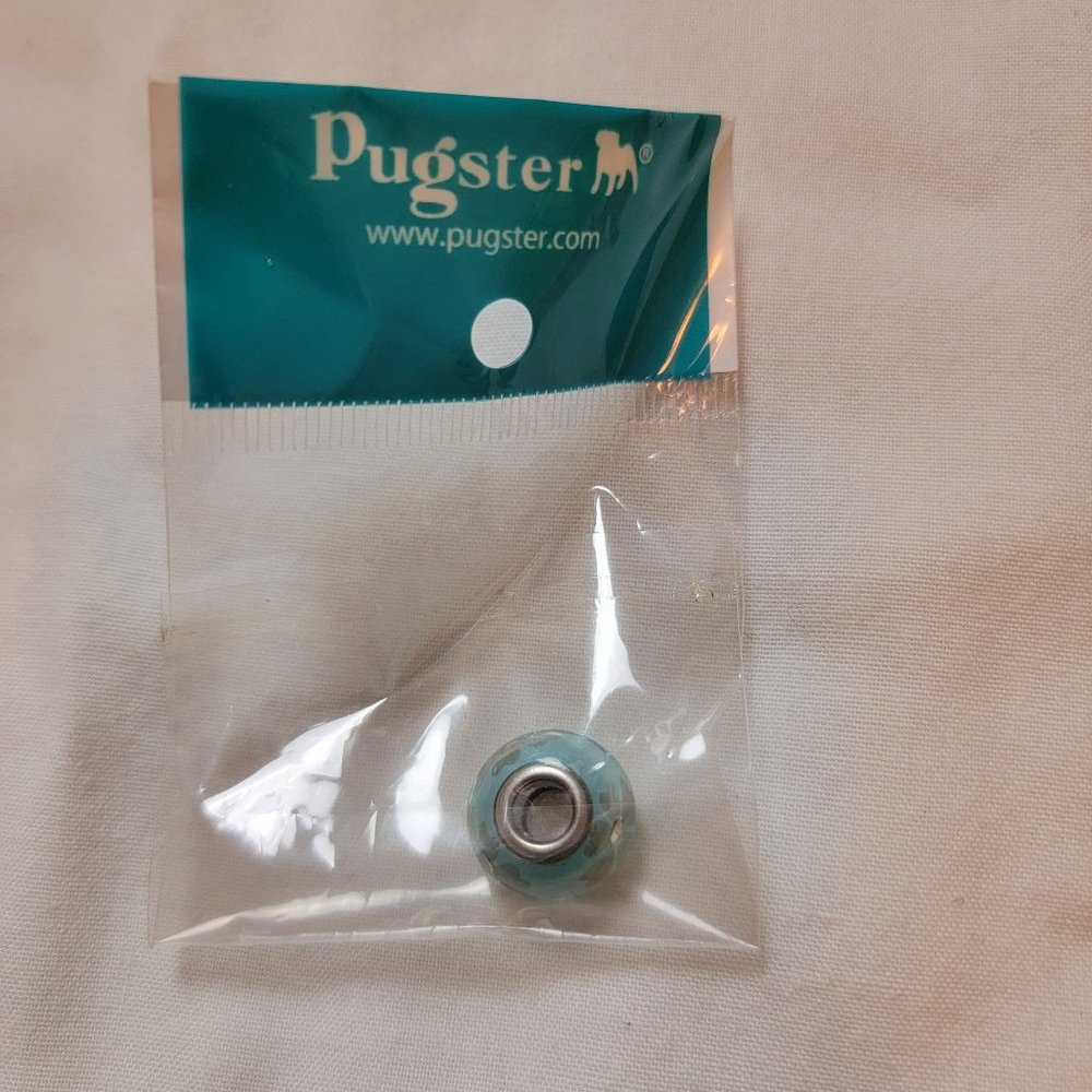 Pugster Blue Crystal Flower Charm European Bracelet